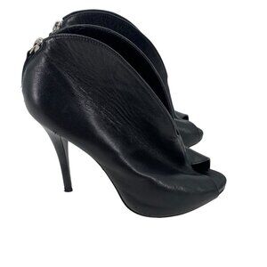 Giuseppe Zanotti Open Toe Ankle Lamb Leather Stiletto Booties Size 37 / US 7